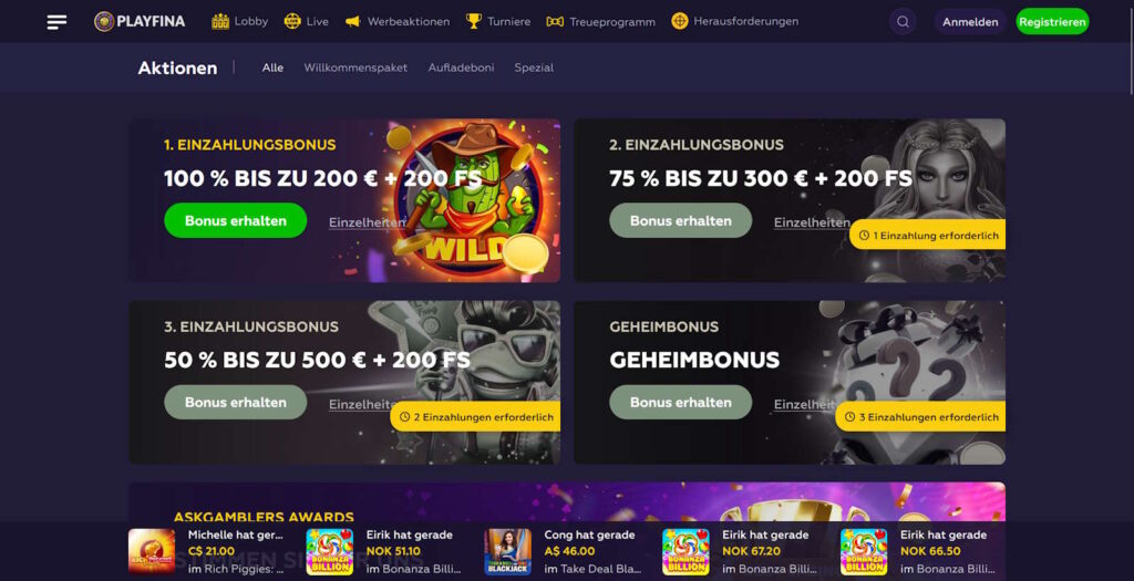 playfina casino bonus